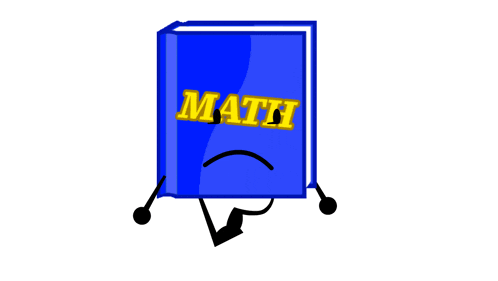 a blue math book with a sad face on the cover