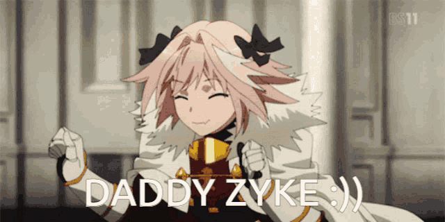 a cartoon character says daddy zyke on the bottom