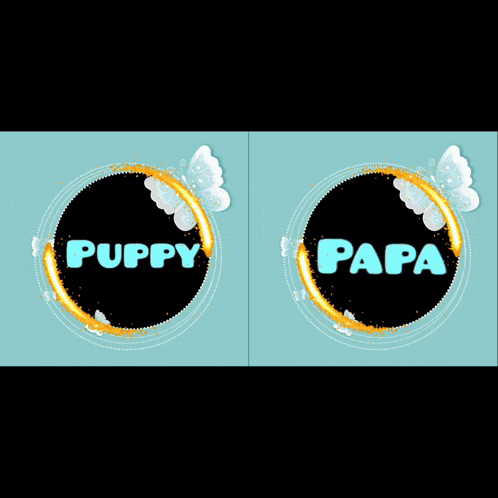 a puppy and papa logo with a butterfly on it