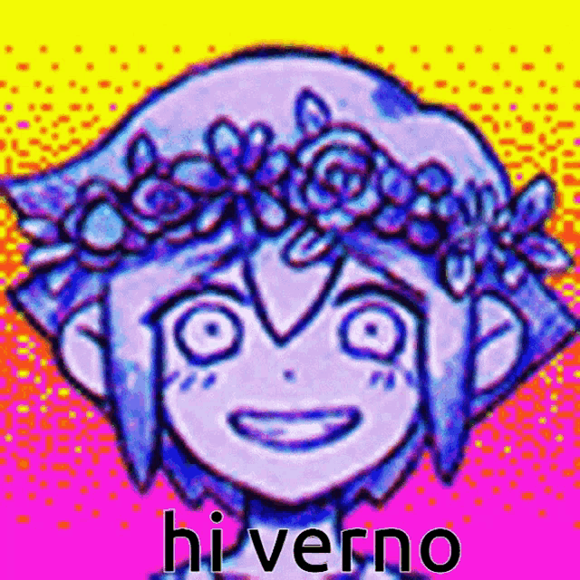 a drawing of a person with a flower crown on their head