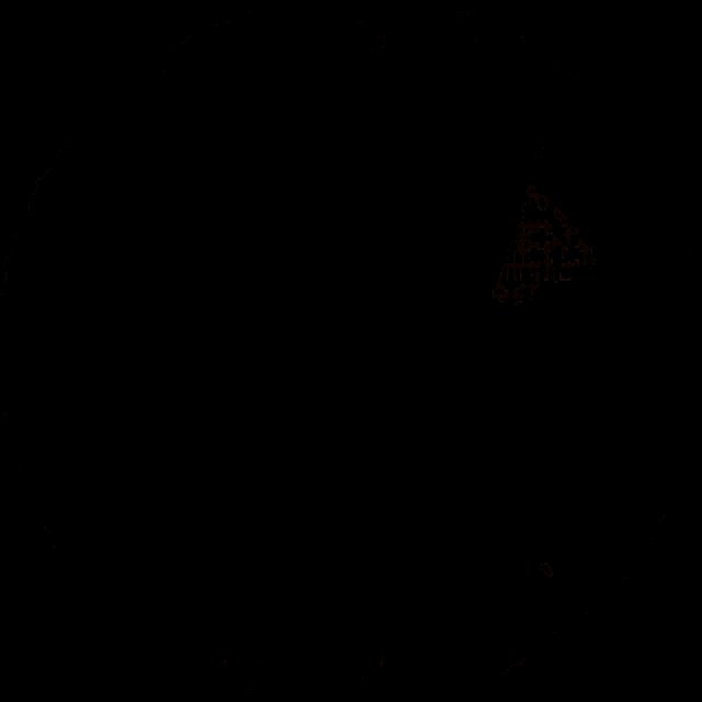 a pixelated image of two faces in a circle on a black background