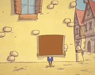a cartoon of a man carrying a piece of wood