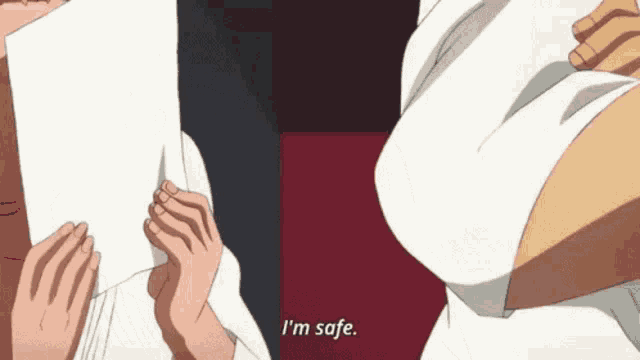 a person is holding a piece of paper and says i 'm safe .