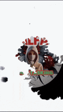 a woman wearing a mask is surrounded by roses and the word alfa