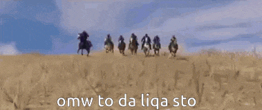 a group of cowboys are riding horses in a field in a video game .