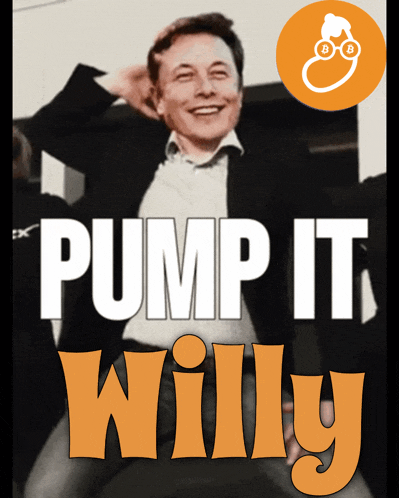 a picture of elon musk with the words pump it willy behind him