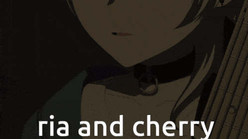 a black and white image of two girls with the words " ria and cherry " on the bottom