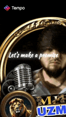 a picture of a man with a beard and a microphone with the words let 's make a promise