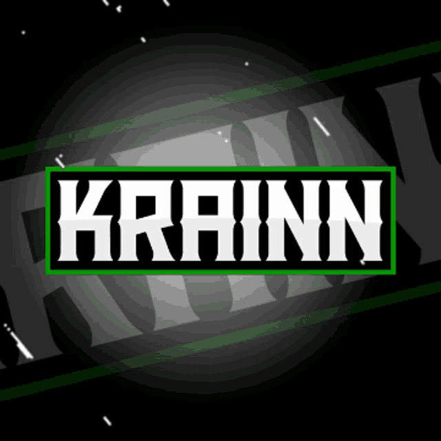 a black and green background with the word krainn in white letters