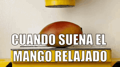 a mango is being pressed by a machine with the words cuando suena el mango relajado