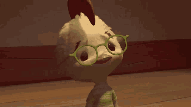 a chicken wearing glasses is asking who we talkin ' about