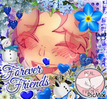 a picture of a girl with the words " forever friends "