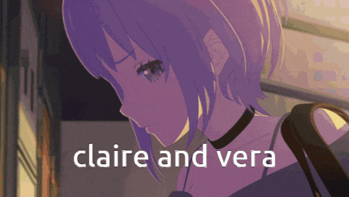 a picture of a girl with the words claire and vera below it