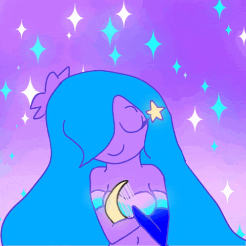 a cartoon drawing of a mermaid with blue hair