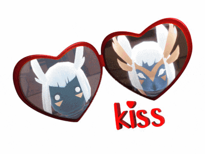 a pair of heart shaped sunglasses with the word kiss below