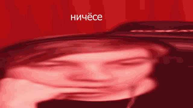 a blurry picture of a person 's face with a red background that says ' nichece '