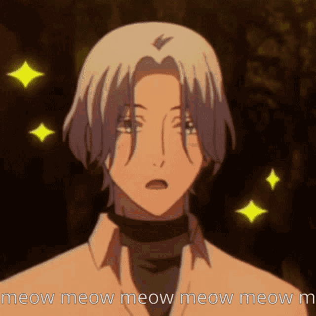 a cartoon of a man with the words meow meow meow meow meow meow m
