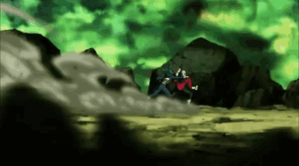 a couple of people are standing next to each other in a cartoon scene