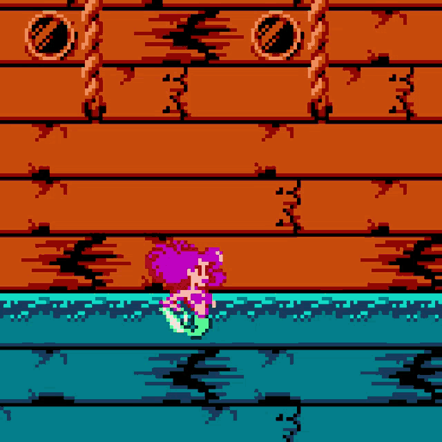 a pixel art of a mermaid swimming in a pool