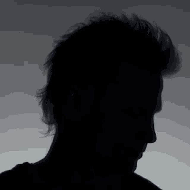 a silhouette of a man 's face with a mohawk