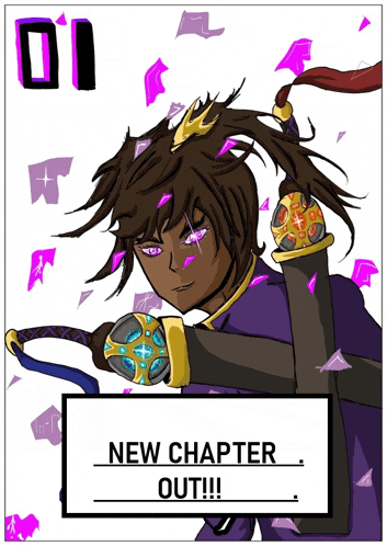 a drawing of a girl with a sword and the words new chapter out