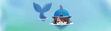 a girl in a blue hat is swimming in the water