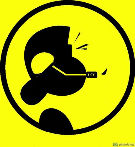 a yellow circle with a black silhouette of a person with ccc written on it