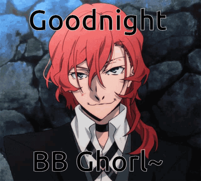 a picture of a man with red hair and the words " goodnight bb chorl "