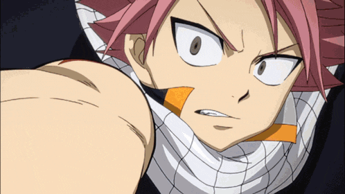 a close up of a anime character 's face with a scarf around his neck