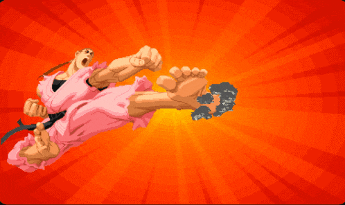 a pixel art illustration of a person kicking a ball