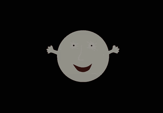 a cartoon drawing of a smiling face with arms