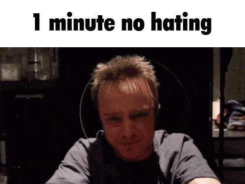 a picture of a man with the words " 1 minute no hating " below him