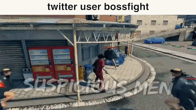 a screenshot of a video game with the words twitter user bossfight written on it