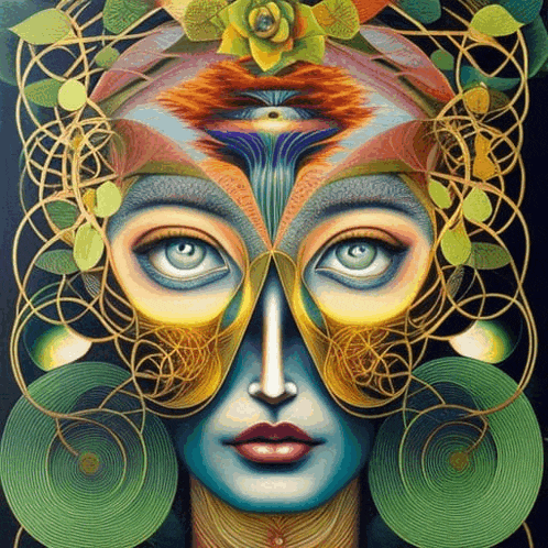 a painting of a woman 's face with a butterfly mask