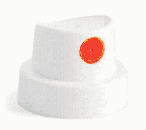 a blue spray cap has a black hole in the middle
