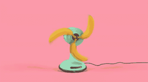 a cartoon illustration of a fan with a banana on it .