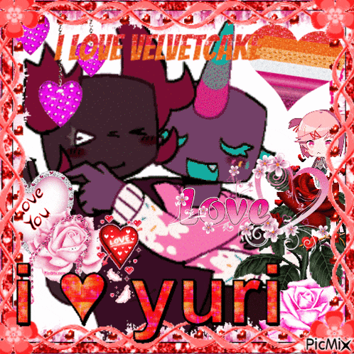a picture that says i love velvetcake and yuri