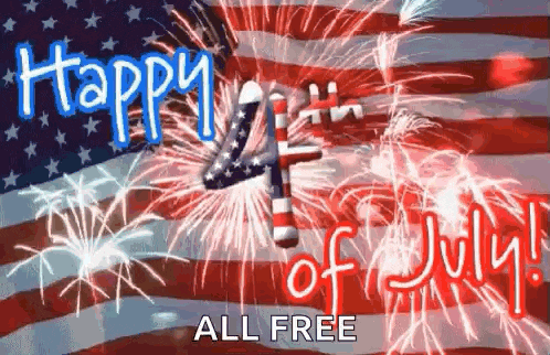 a happy 4th of july greeting card with fireworks and the american flag .