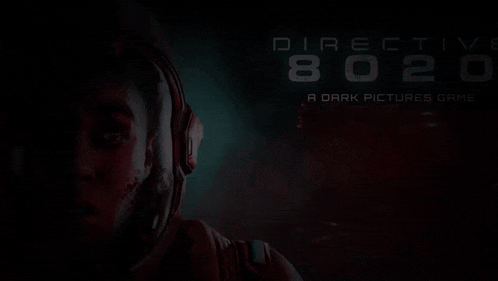 a poster for directive 8020 a dark pictures game with a woman in a helmet