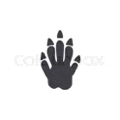it is a silhouette of a paw print on a white background .