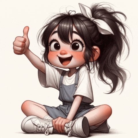 a little girl is giving a thumbs up and smiling