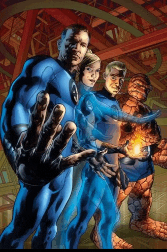 a comic book cover of the fantastic four including the thing