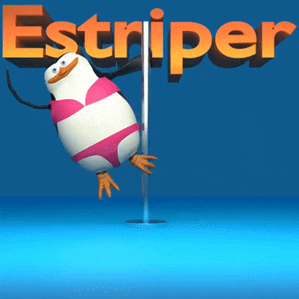 a penguin on a pole with the word estriper behind it