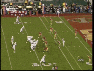 a football game is being played on abc and the score is 38 to 33