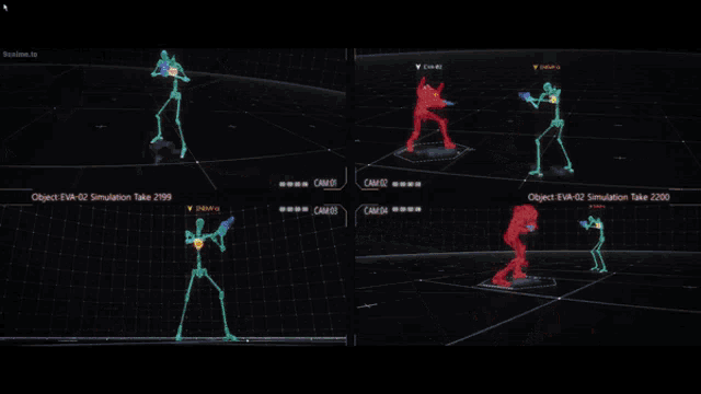 a computer screen shows a video game called object eva 02 simulation take 2999