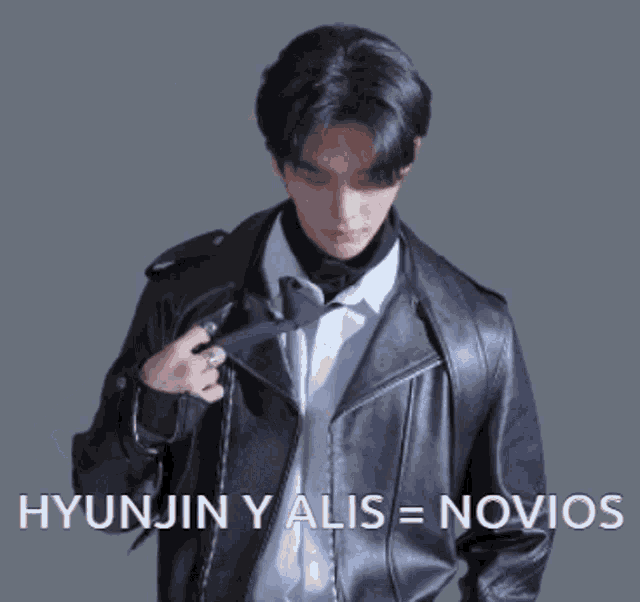 hyunjin y alis = novios written on a picture of a young man