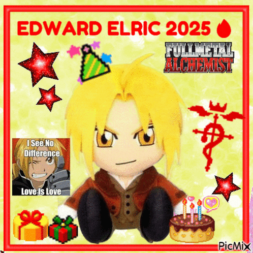 a picture of a stuffed edward elric from full metal alchemist