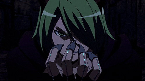 a cartoon character with green hair is holding something in her hands