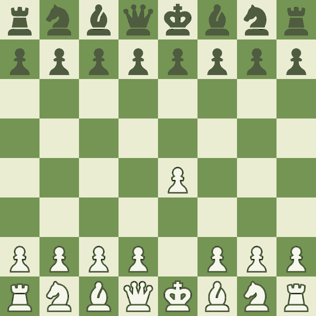 a green and white checkered chess board with black pieces