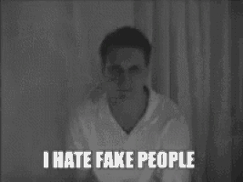 a black and white photo with the words i hate fake people on the bottom